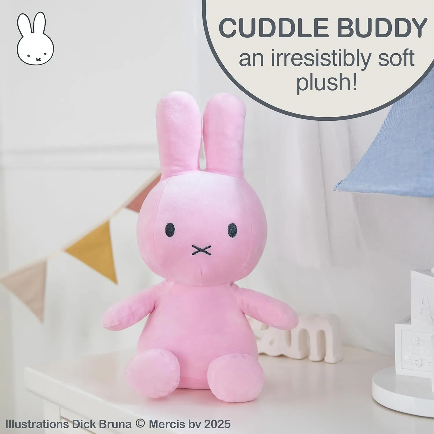 KIDS PREFERRED Miffy Plush Toy, 14 Inch Sitting Dutch Bunny Plush by Dick Bruna, Soft Boa Rabbit Bunny Stuffed Animal Plushie Doll for Girls and Boys - Pink