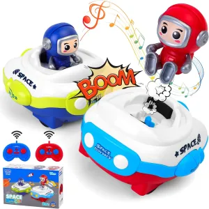 Kids Remote Control Car 2 Pack, Bumper Cars with Music and Lights, RC Car Game Toy for Toddlers, Pop up Cartoon Battle Car Birthday for 3 4 5 6 7 8 Year Old Boys