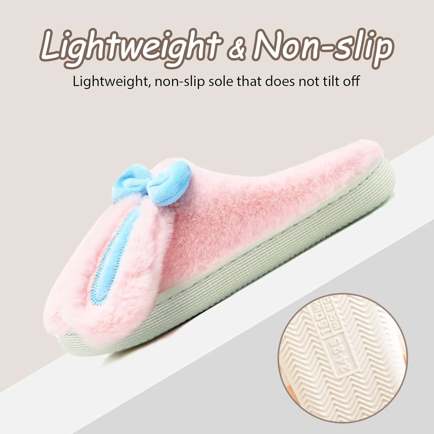 Kids Slippers Boys Girls Bunny Animal Slippers,Cute Bow Plush Funny Cartoon Rabbit Slippers,Comfy Fluffy Fuzzy Pillow Cloud Bedroom House Slippers Little/Big Kids