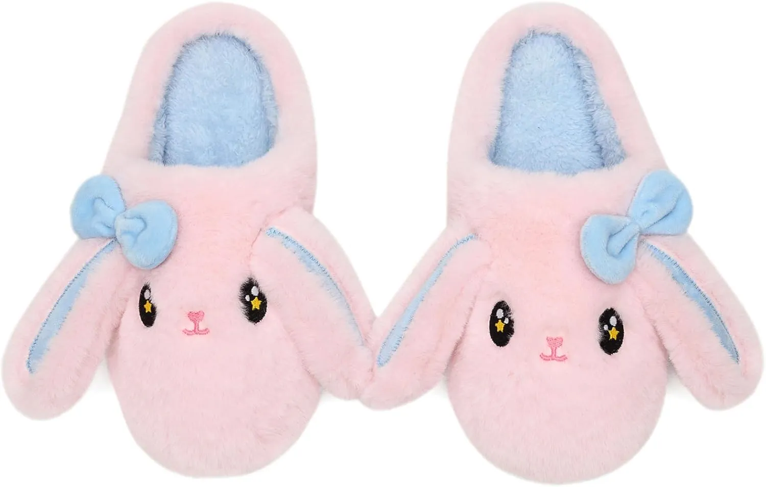 Kids Slippers Boys Girls Bunny Animal Slippers,Cute Bow Plush Funny Cartoon Rabbit Slippers,Comfy Fluffy Fuzzy Pillow Cloud Bedroom House Slippers Little/Big Kids