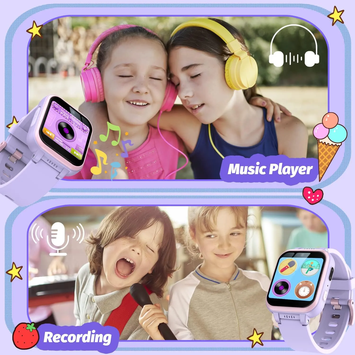 Kids Smart Watch with Puzzle Games HD Touch Screen Camera Video Music Player Pedometer Alarm Clock Flashlight Fashion Kids Smartwatch Gift for 6-13 Year Old Boys Girls Toys