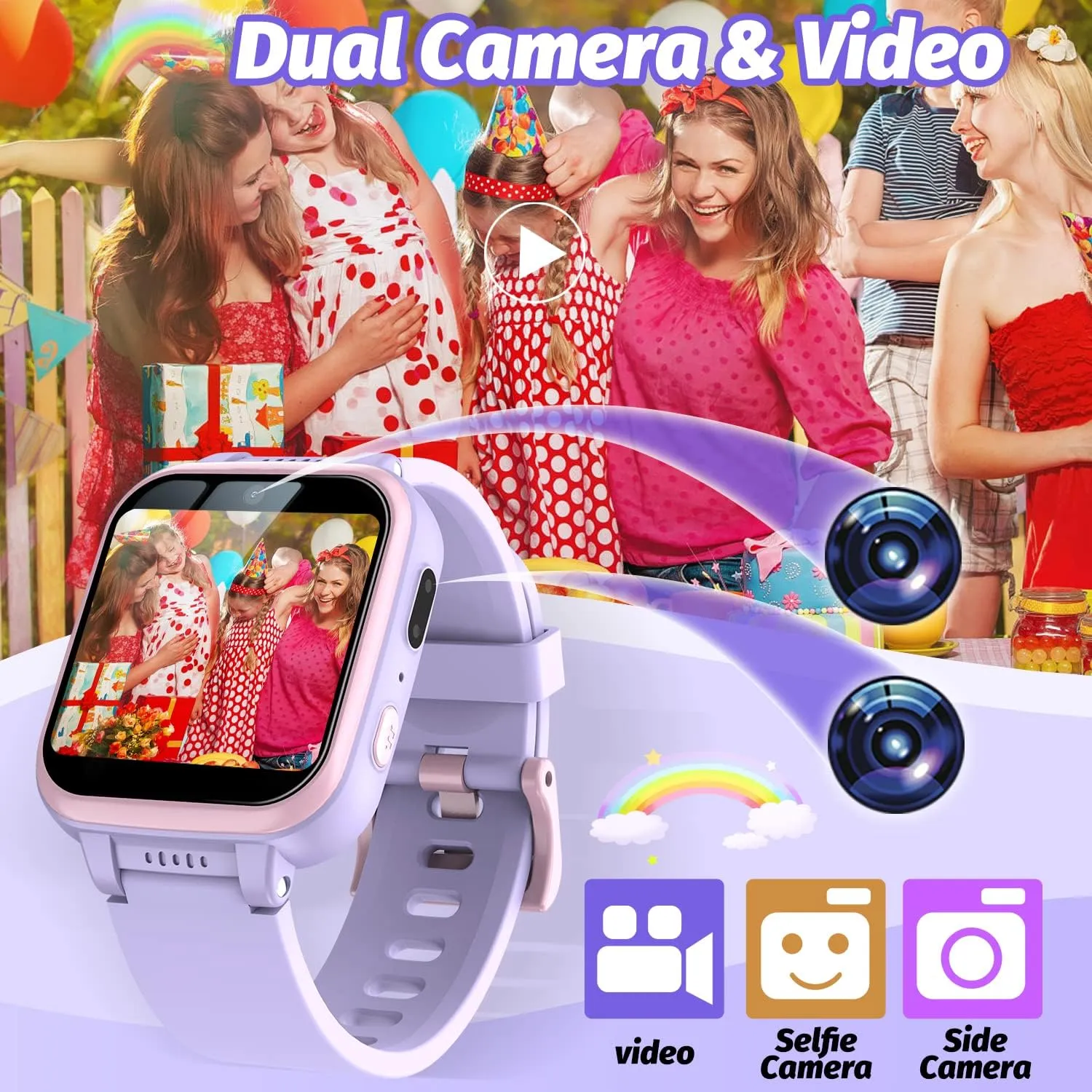 Kids Smart Watch with Puzzle Games HD Touch Screen Camera Video Music Player Pedometer Alarm Clock Flashlight Fashion Kids Smartwatch Gift for 6-13 Year Old Boys Girls Toys