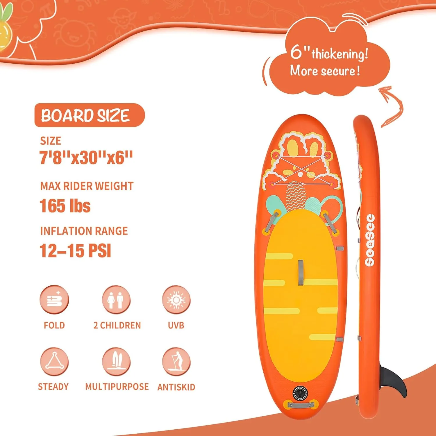Kids Stand Up Paddle Board with Inflatable SUP Accessories, Durable, Lightweight, Wide Stable Design, Non-Slip Comfort Deck,Inflatable Paddle Board for Kid & Youth