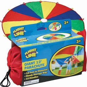 Kids 10-Foot Play Parachute Toy for Boys and Girls with 12 Handles for Team Group Cooperative Games, Ages 3 (12-Foot)