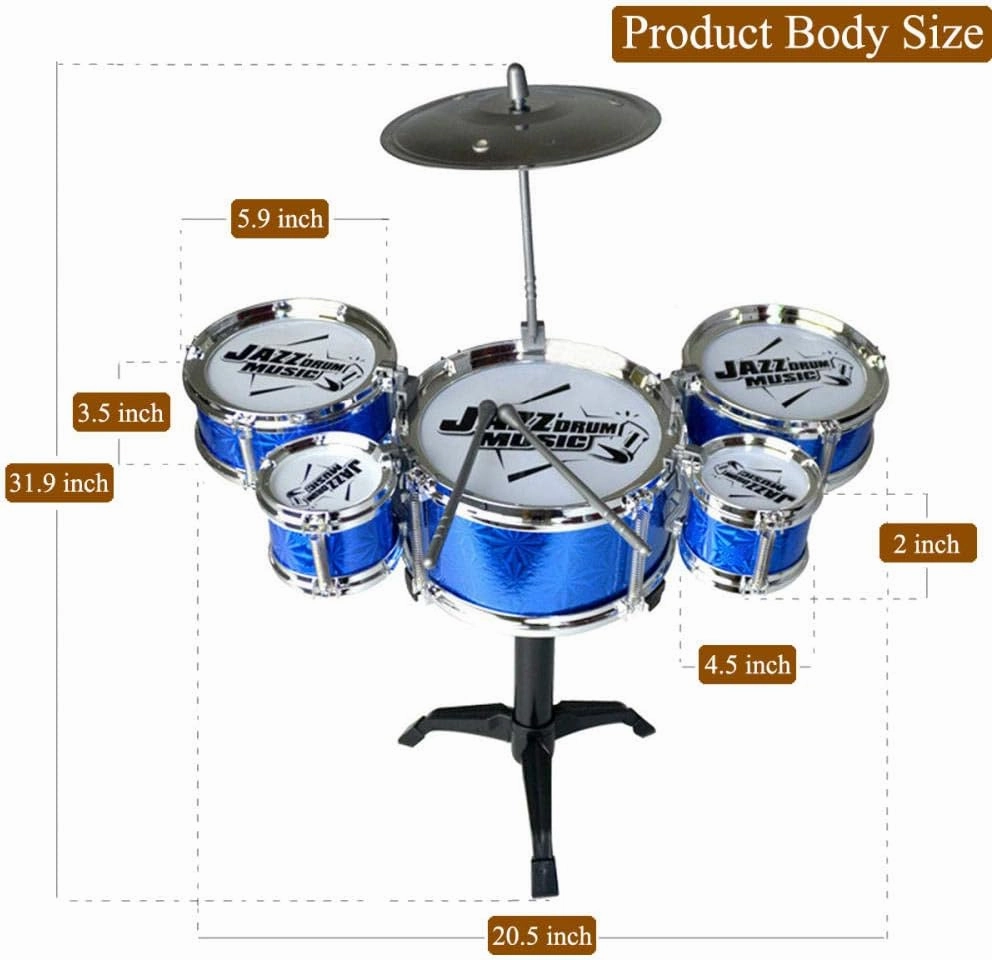 Kids Drum Set Toddler Instrument Set Educational Percussion Stimulating Children’s Creativity Drum Set for Kids Boys and Girls Blue