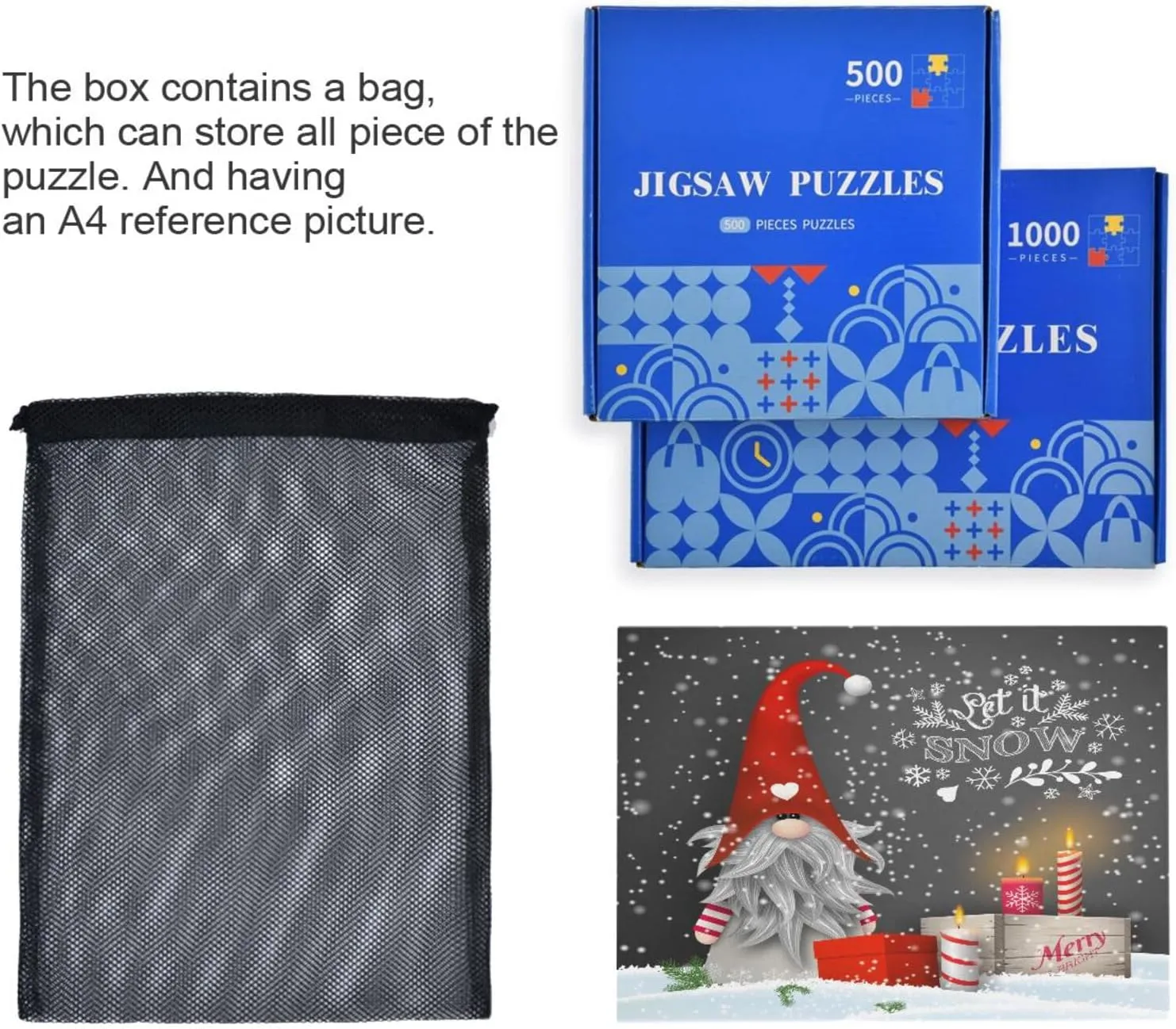 Kigai Christmas Gnome Puzzles for Adults 500 Pieces, Adults and Kids Ntellectual Decompression Jigsaw Game for Christmas Holiday Toy Birthday Gift