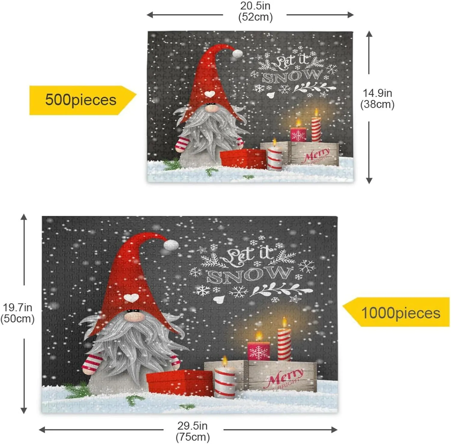 Kigai Christmas Gnome Puzzles for Adults 500 Pieces, Adults and Kids Ntellectual Decompression Jigsaw Game for Christmas Holiday Toy Birthday Gift
