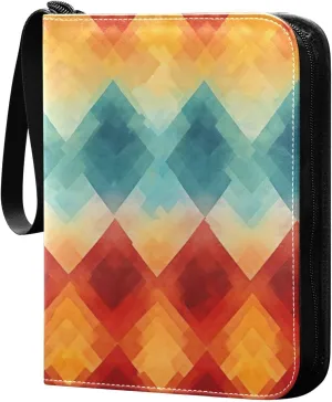Kigai Geometric Painted Card Binder - 400 Pockets Card Holder with 50 Sleeves, Trading Card Album Folder for Boys Girls