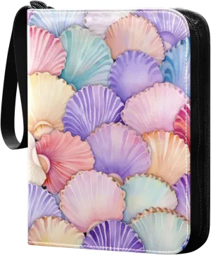 Kigai Painted Sea Shells Card Binder - 400 Pockets Card Holder with 50 Sleeves, Trading Card Album Folder for Boys Girls