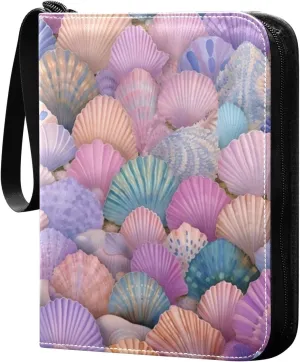 Kigai Painted Sea Shells Card Binder - 400 Pockets Card Holder with 50 Sleeves, Trading Card Album Folder for Boys Girls