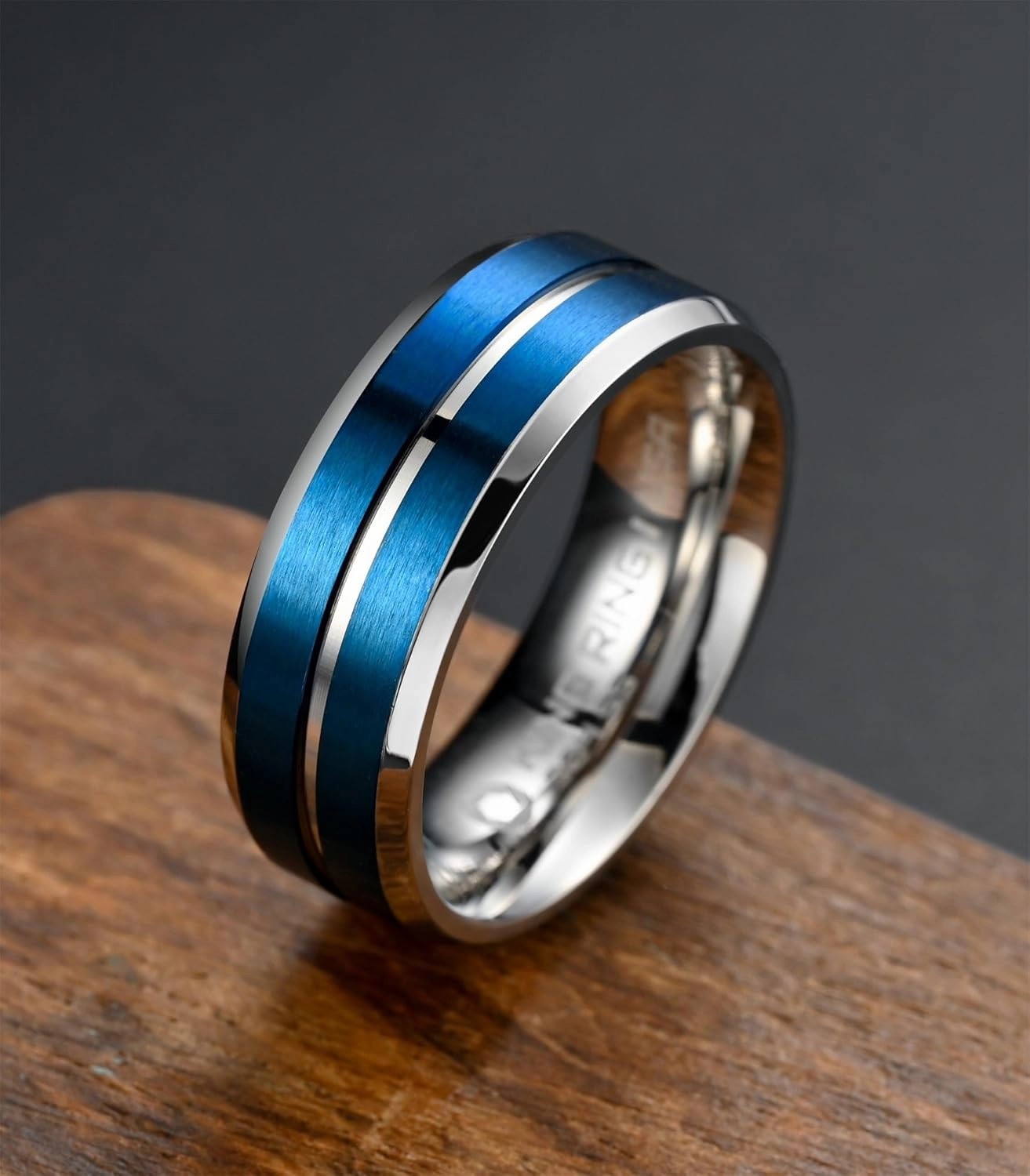 King Ring 8mm Flat Lines Rings – Ultra Polished Stainless Steel Bands for Men & Women with Two Matt Lines – Designed in USA