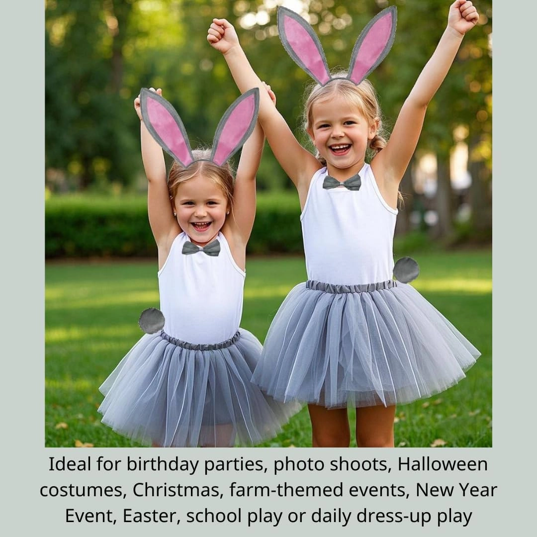 Kirei Sui Funny Kids Bunny Rabbit Hare Costume Set Ears Headband & Tutu Halloween Dress Up Cosplay for Girls