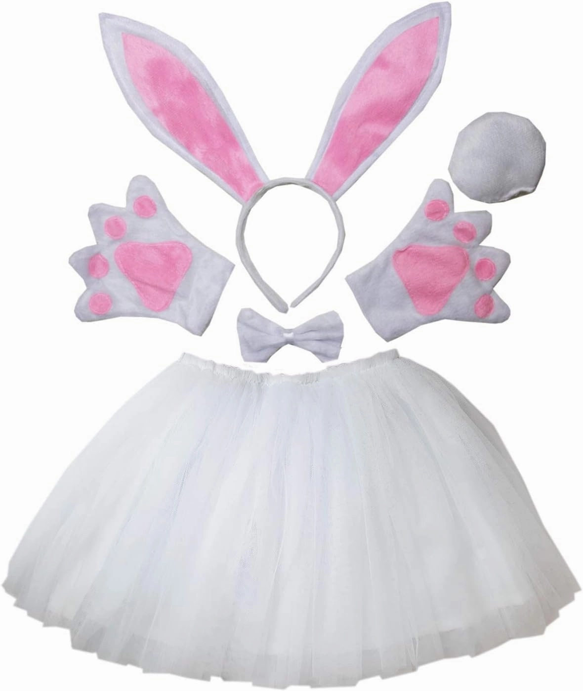 Kirei Sui Kids Costume Bunny Rabbit Dress Up Animal Ears Headband Bowtie Tail Tutu Paws Set