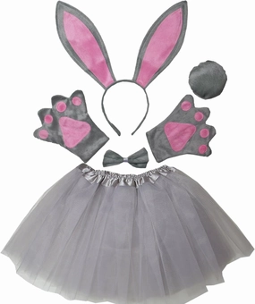 Kirei Sui Kids Costume Bunny Rabbit Dress Up Animal Ears Headband Bowtie Tail Tutu Paws Set