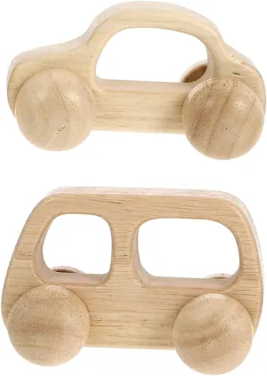 Kisangel 2pcs Wooden Car for Push and Pull Vehicle Teething with Smooth Edges Inertia Design Safe Food Grade Varnish for Playtime