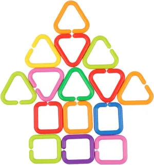 Kisangel 75pcs Link Ring Geometric Chain for Stroller Crib Sensory Development Early Education Multi Purpose Grasping Activity for Showers Birthdays