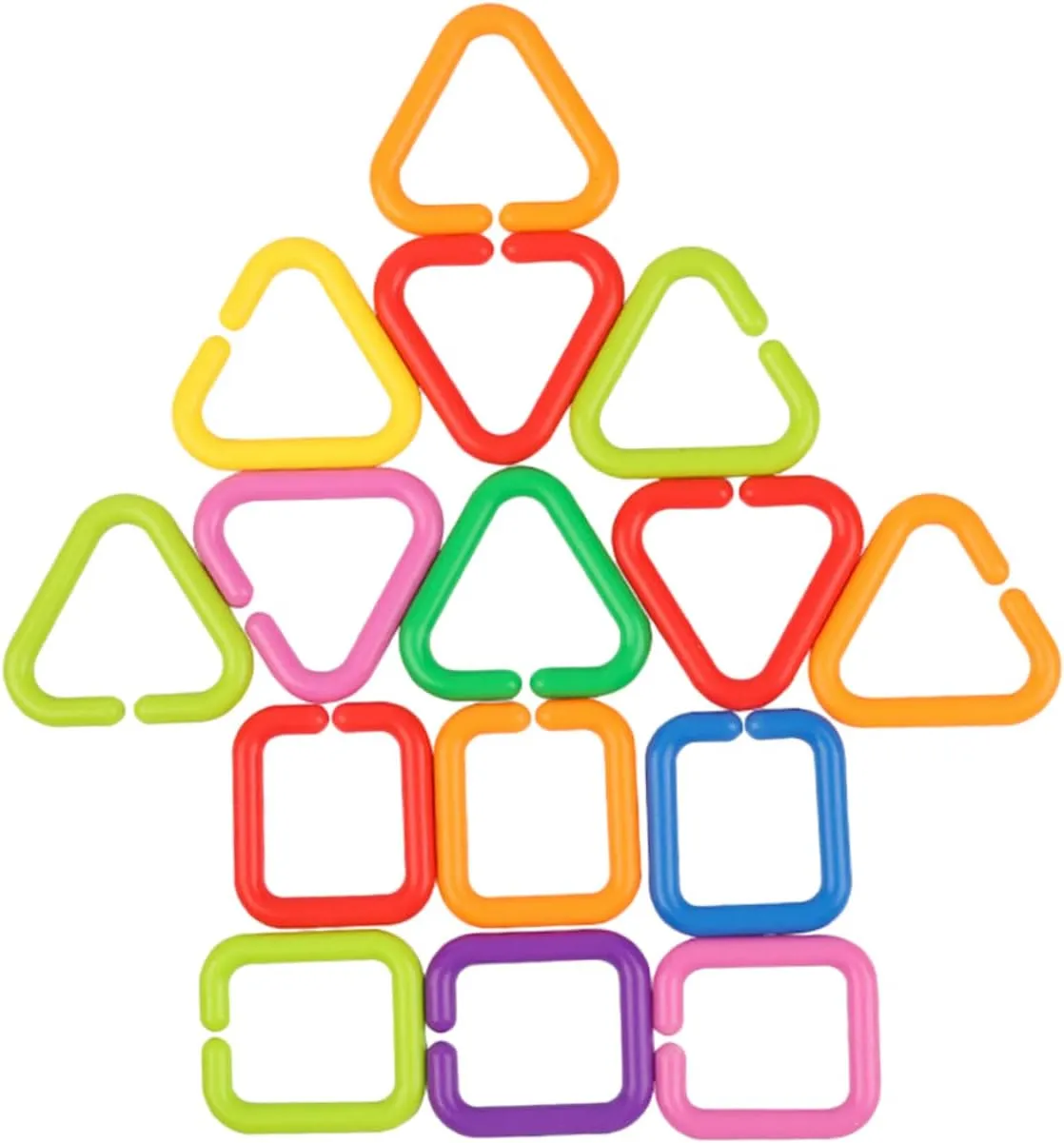 Kisangel 75pcs Link Ring Geometric Chain for Stroller Crib Sensory Development Early Education Multi Purpose Grasping Activity for Showers Birthdays
