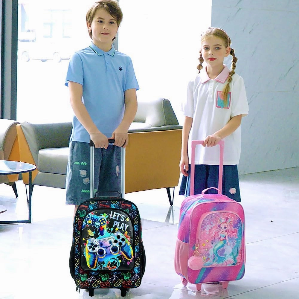 KLFVB Kids Luggage for Boys Girls, Cute Rolling Wheels Suitcase for Toddler, Children Travel Carry on Suitcase