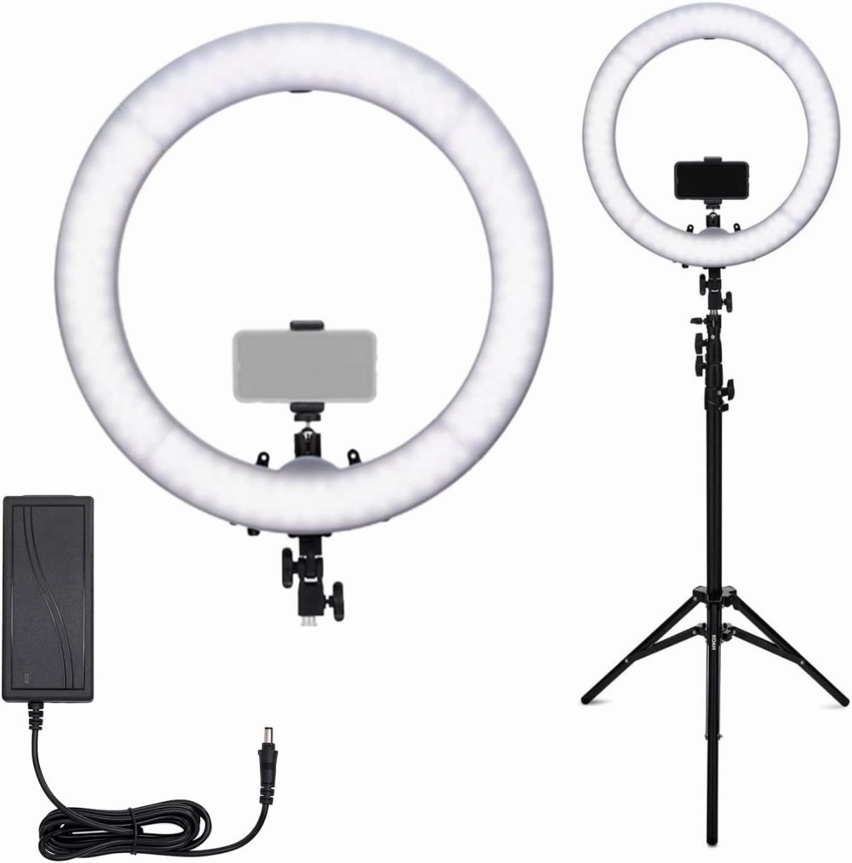 Koah SOL Sphere 19-inch 55 Watt Dimmable Ring Light Kit with Carrying Bag, and Smartphone Holder for YouTube, Self-Portrait Shooting, and Content Creation