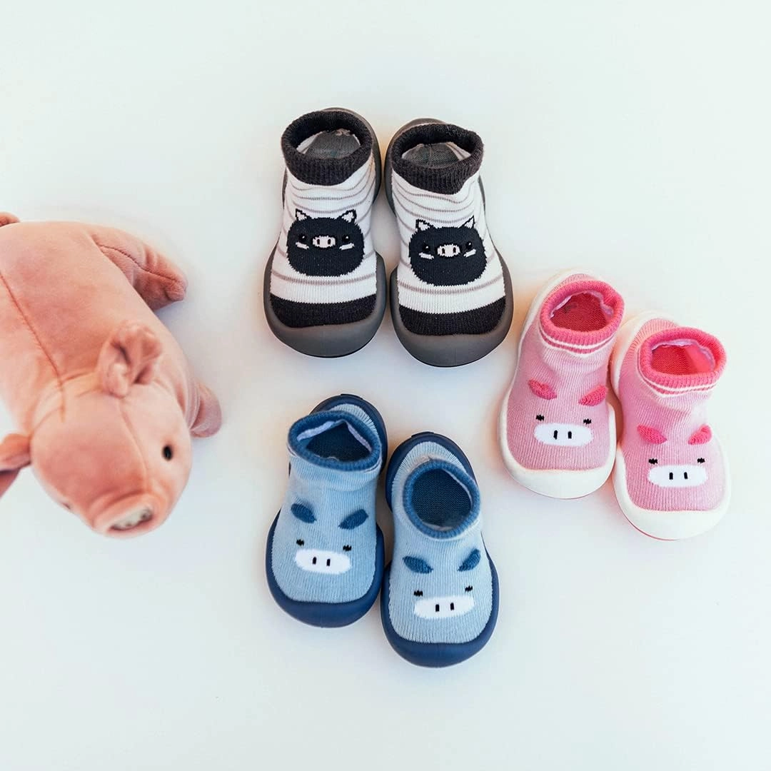 Komuello Animal Toddler Shoes, Breathable, Washable, Non-Slip, Secure Fit, Cotton Socks with Air Pocket Cushion for Indoor and Outdoor Use, Unisex Toddler Shoes for Boys and Girls