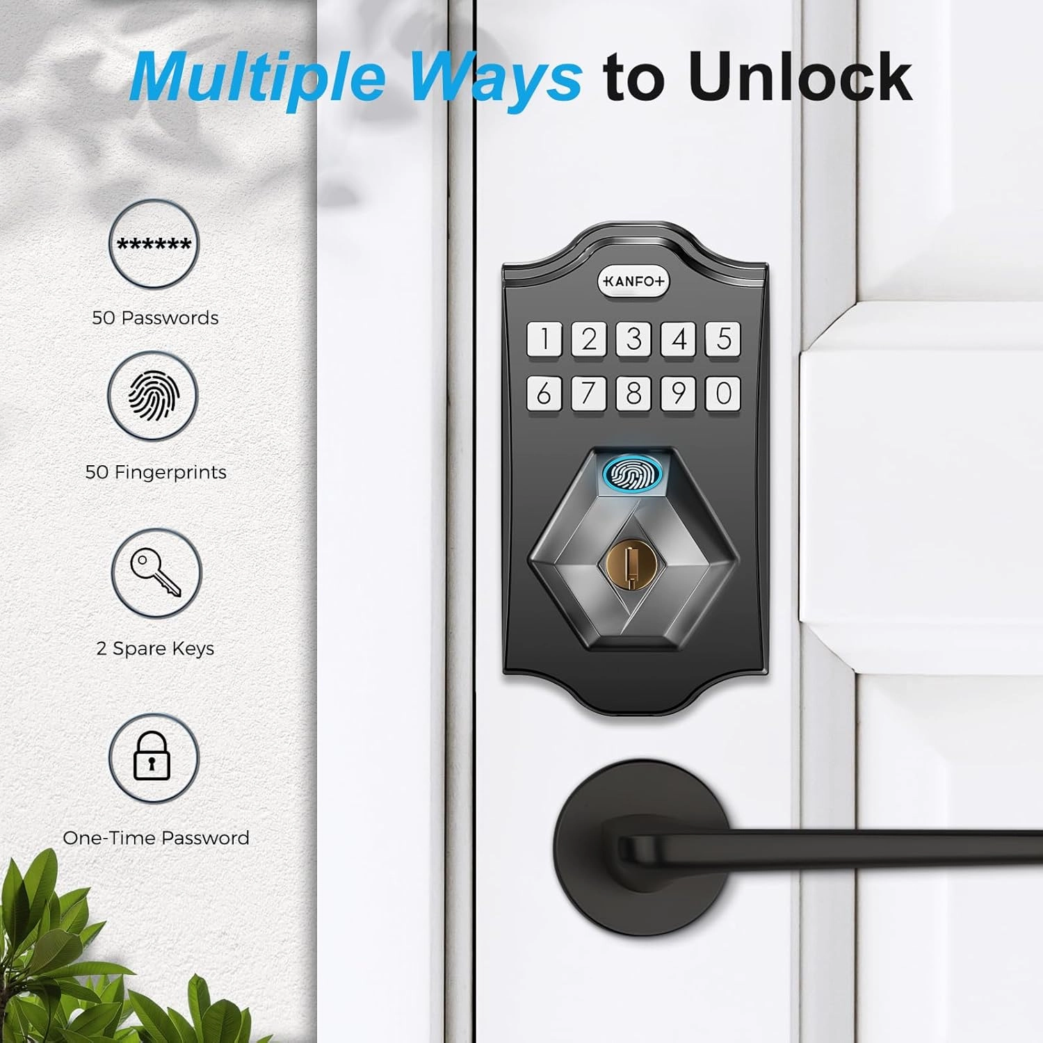 KS2 Fingerprint Door Lock, Keyless Entry Deadbolt with Keypad, Smart Locks for Front Door, Auto Lock,Easy Installation,Matte Black