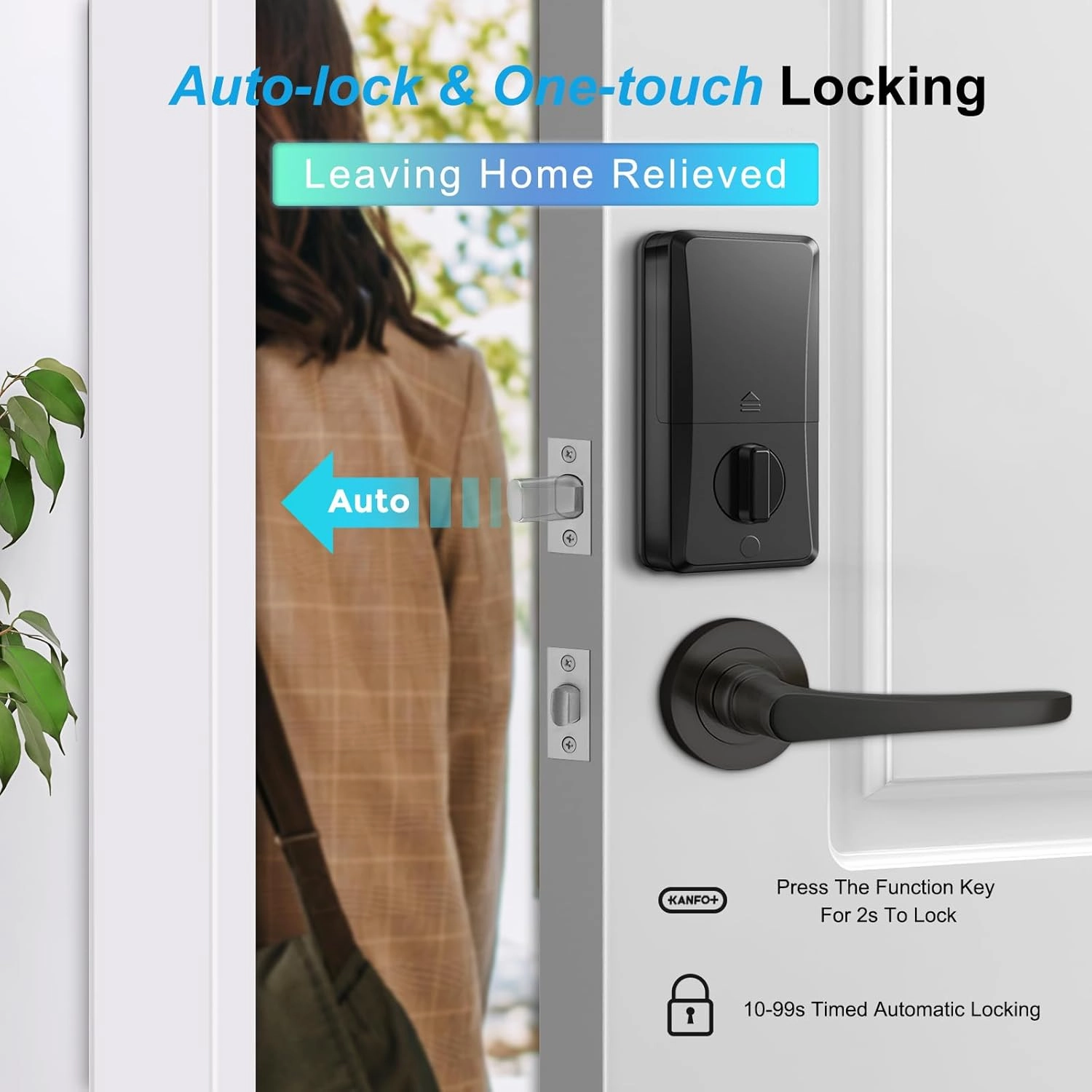 KS2 Fingerprint Door Lock, Keyless Entry Deadbolt with Keypad, Smart Locks for Front Door, Auto Lock,Easy Installation,Matte Black