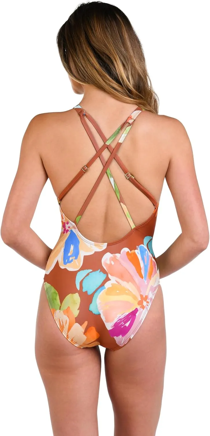 La Blanca womens High Neck One Piece Swimsuit