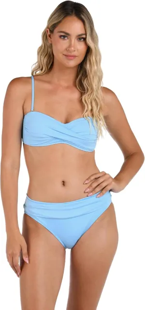 La Blanca Women's Island Goddess Bandeau Bikini Swimsuit Top, Crystal Blue, 6