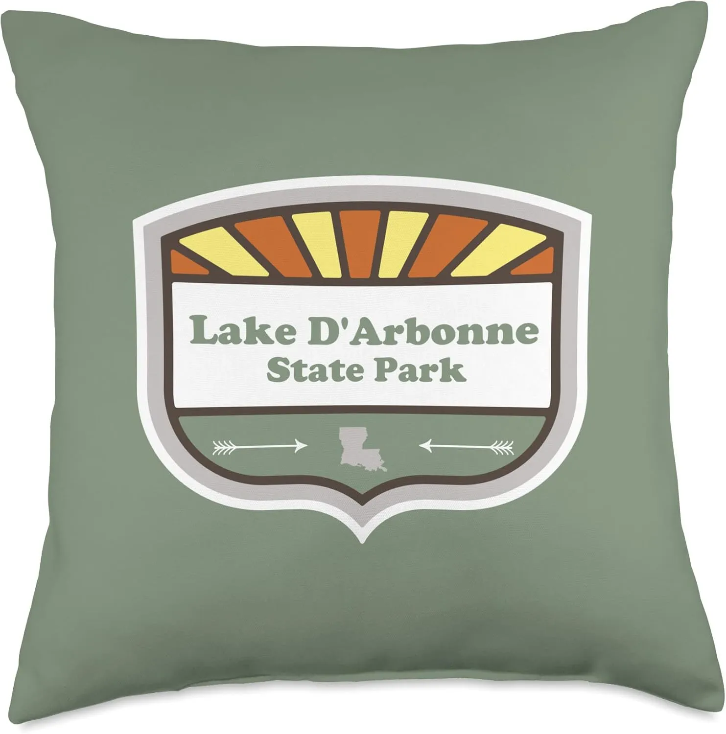 Lake D'Arbonne State Park Louisiana Sunburst Badge Vacation Throw Pillow