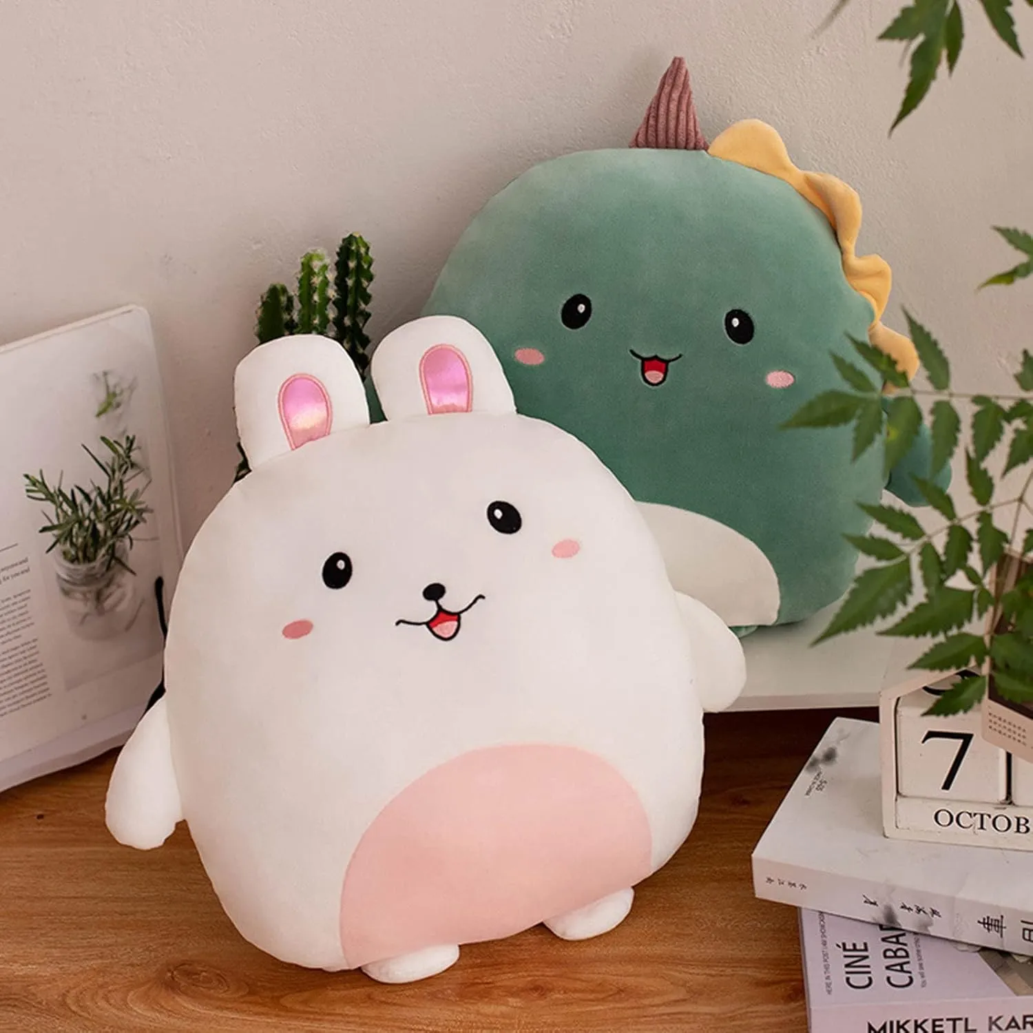 lannery Bunny Plush Pillow, Kawaii Bunny Stuffed Animal Toy Cartoon Rabbit Plushies Hugging Pillow Toys Gifts for Room Decor Birthday Valentine Day, 16 inch
