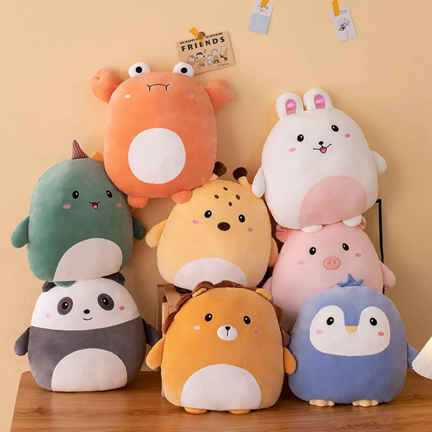 lannery Bunny Plush Pillow, Kawaii Bunny Stuffed Animal Toy Cartoon Rabbit Plushies Hugging Pillow Toys Gifts for Room Decor Birthday Valentine Day, 16 inch