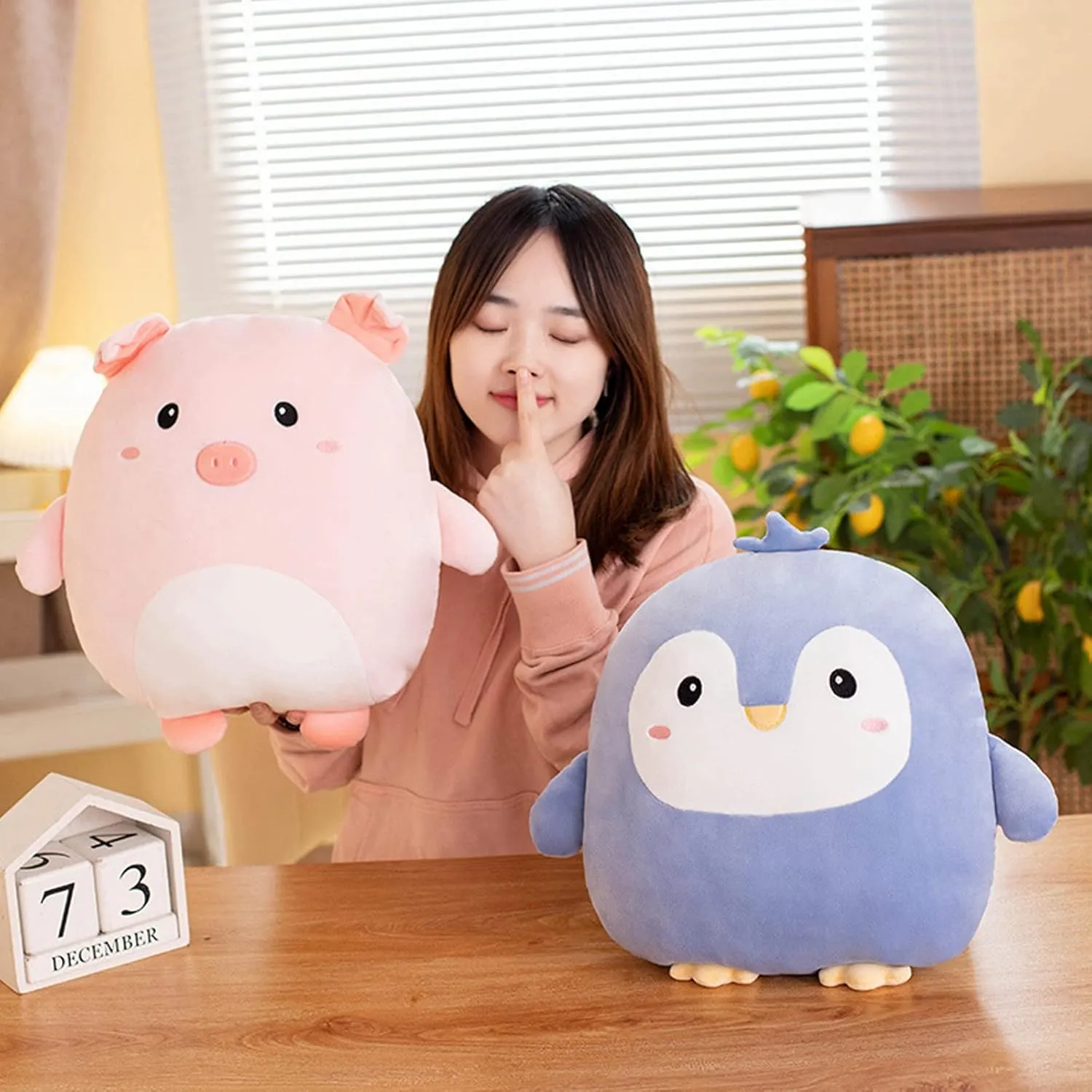 lannery Bunny Plush Pillow, Kawaii Bunny Stuffed Animal Toy Cartoon Rabbit Plushies Hugging Pillow Toys Gifts for Room Decor Birthday Valentine Day, 16 inch