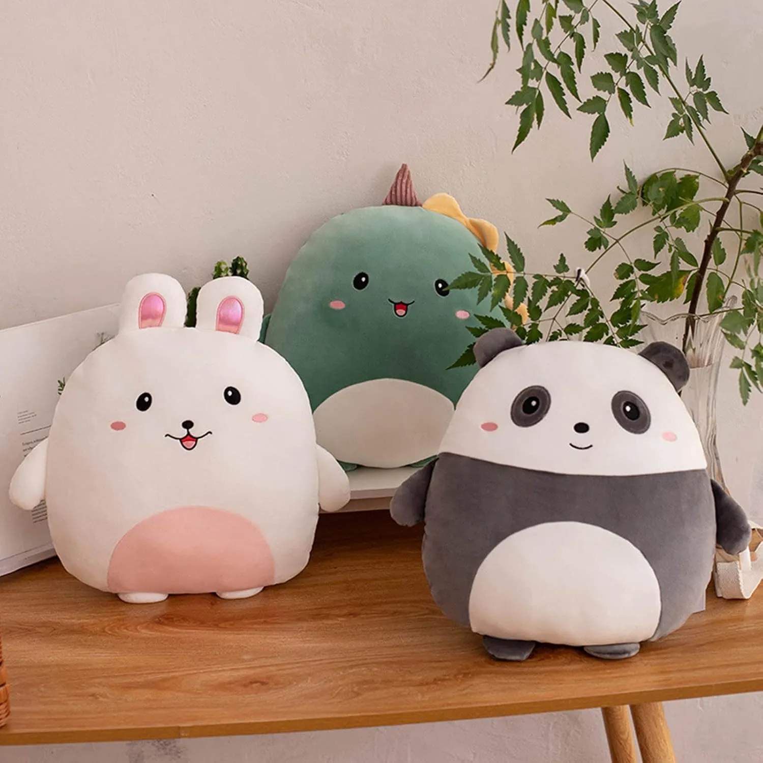 lannery Bunny Plush Pillow, Kawaii Bunny Stuffed Animal Toy Cartoon Rabbit Plushies Hugging Pillow Toys Gifts for Room Decor Birthday Valentine Day, 16 inch