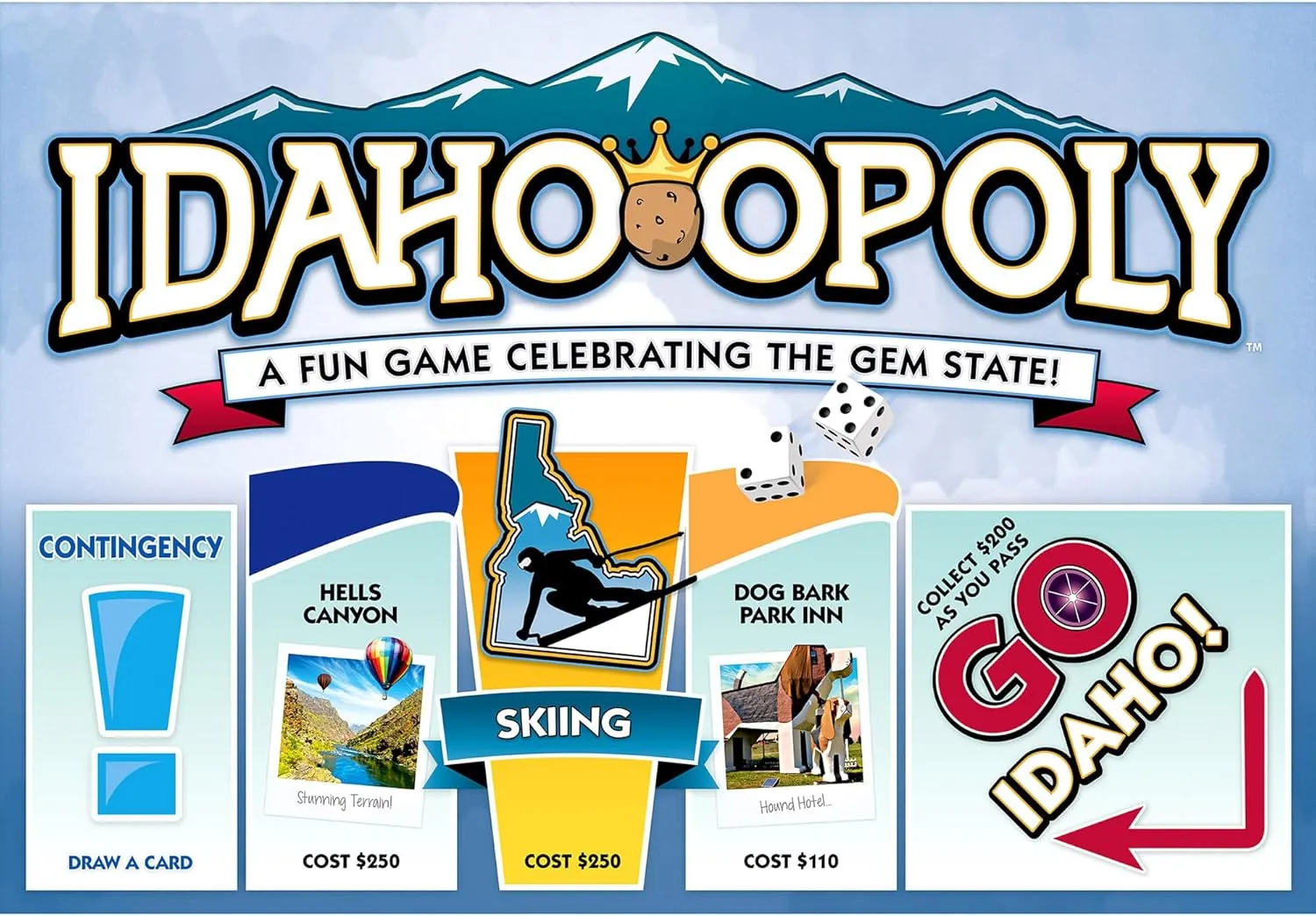 Late For The Sky: Idaho-Opoly - State Themed Family Board Game, Opoly-Style Game Night, Traditional Play Or 1 Hr Version, Ages 8 , 2-6 Players