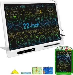LCD Writing Tablet for Kids, 2 Pack 22inch 10inch Colorful Drawing Board Kids Writing Tablet with Adjustable Stand Home School Office Learning Educational Toys Gifts for Age 3-12 Years Old Girls Boys