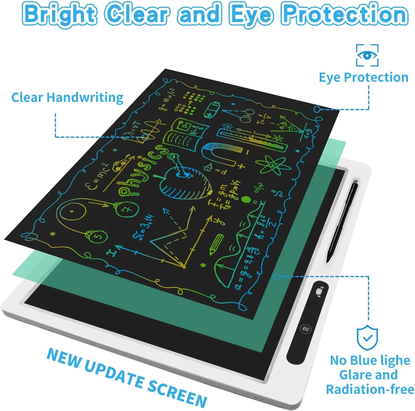 LCD Writing Tablet for Kids, 2 Pack 22inch 10inch Colorful Drawing Board Kids Writing Tablet with Adjustable Stand Home School Office Learning Educational Toys Gifts for Age 3-12 Years Old Girls Boys