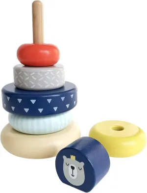 Leo & Friends Benny Stacking Toys - 6 Wooden Stacking Rings - 1 Crown on Top - Montessori-Approved Educational Kid's Stacking Tower for Christmas Birthdays or Holidays