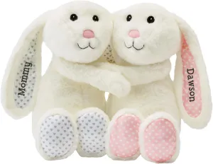 Let's Make Memories Personalized Hugging Plush Bunnies - for Birthday - Easter Bunny - Bunny Stuffed Animal for Kids - for Boy - for Girl