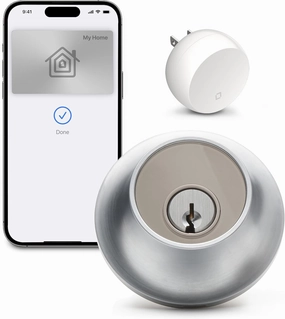 Level Lock  WiFi Deadbolt Smart Lock - World's Smallest Smart Lock Plus Apple Home Key - Lock/Unlock Anywhere - Level App for iOS & Android - Works with Apple Home, Alexa, GoogleHome (Satin Chrome)