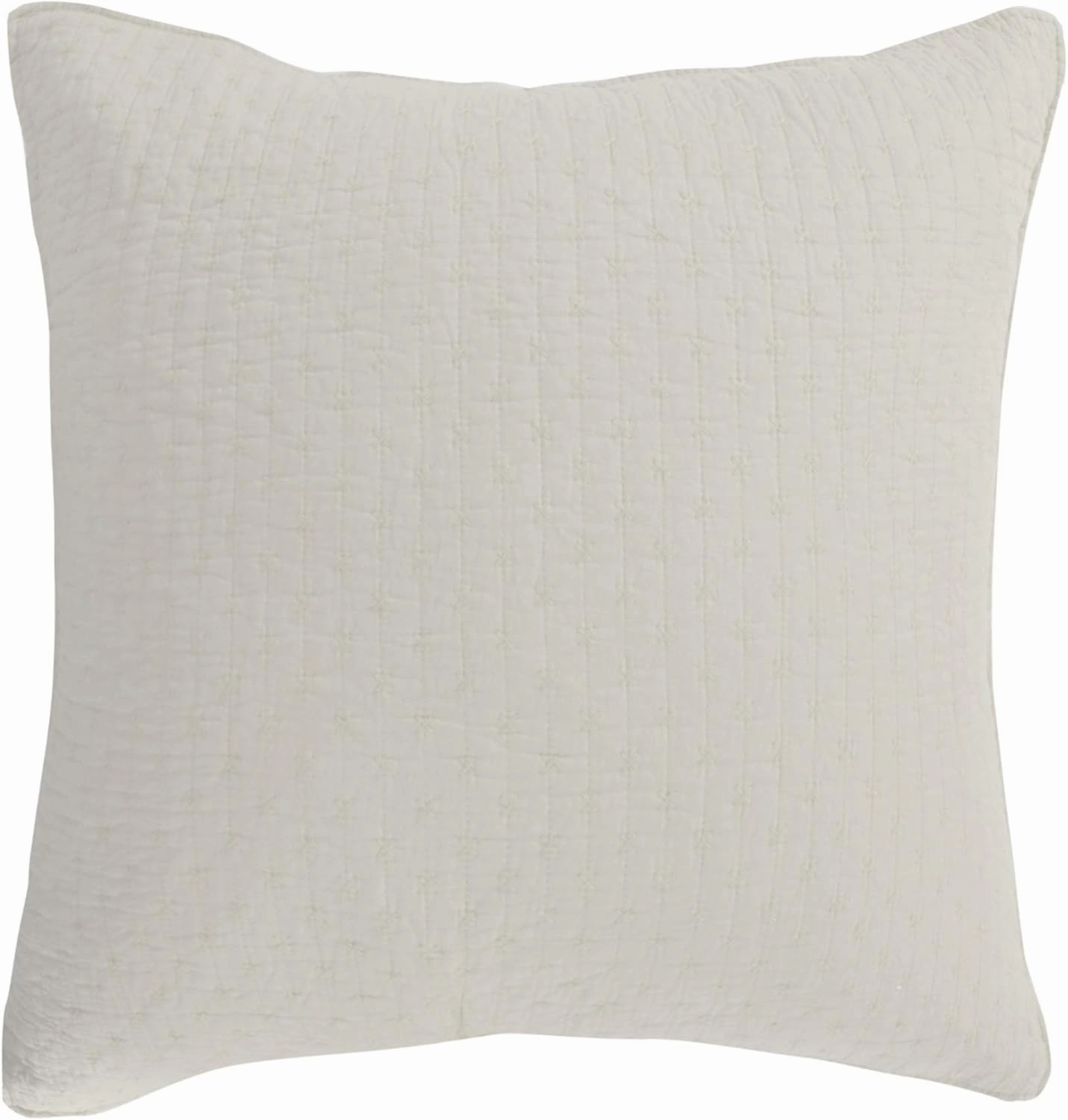 Levtex Home - Cross Stitch Cream - Euro Shams Set of Two - (26x26in.), No Insert - Cross Stitched Pattern - Cotton Fabric
