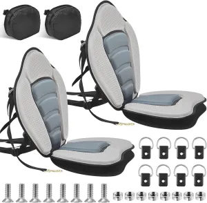 Lewtemi 2 Set Thicken Kayak Seat with Back Support Canoe Paddle Board Seat with Detachable Storage Bag Adjustable Sit on Top Paddleboard Cushion for Kayaking Canoeing Rafting