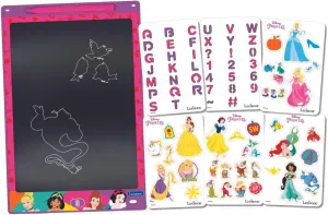 Lexibook, Disney Princess, Magic Slate, Arts and Crafts Toy for Girls and Boys, Multicoloured Drawings, 11" Screen, 1 Stylus and 6 Stencils Included, Pink, CRT10DP
