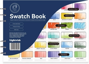 LIGHTWISH Watercolor Swatch Book,12 Detachable Sheets,100% Cotton, 300gsm/140lb,Acid-Free,Color Diary for Oil Pastels,Watercolor,Gouache,Colores Pencils,10.63 * 7.68 Inches