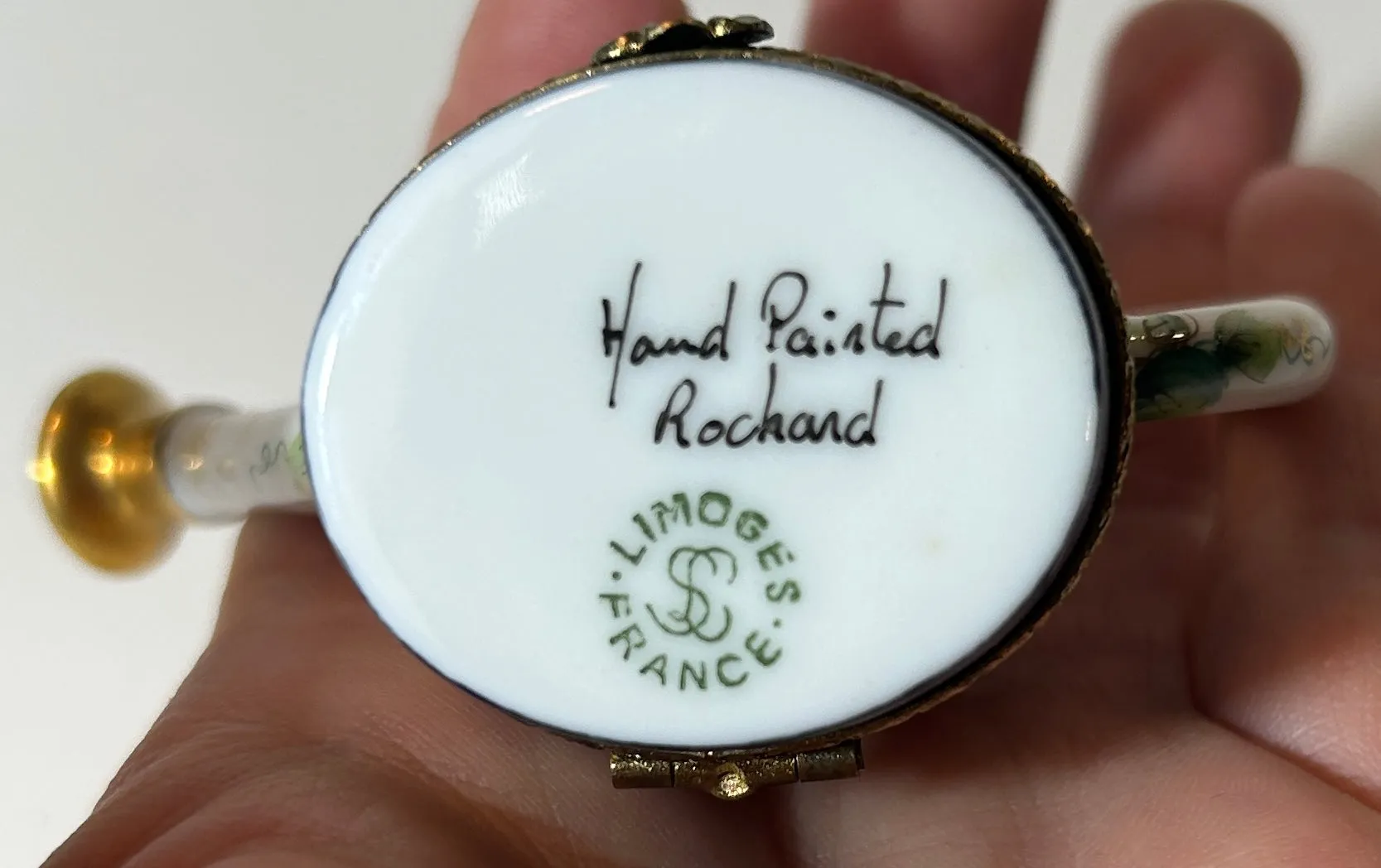 Limoges Rochard Watering Can Trinket Box – Hand Painted Floral Porcelain Box, Made in France