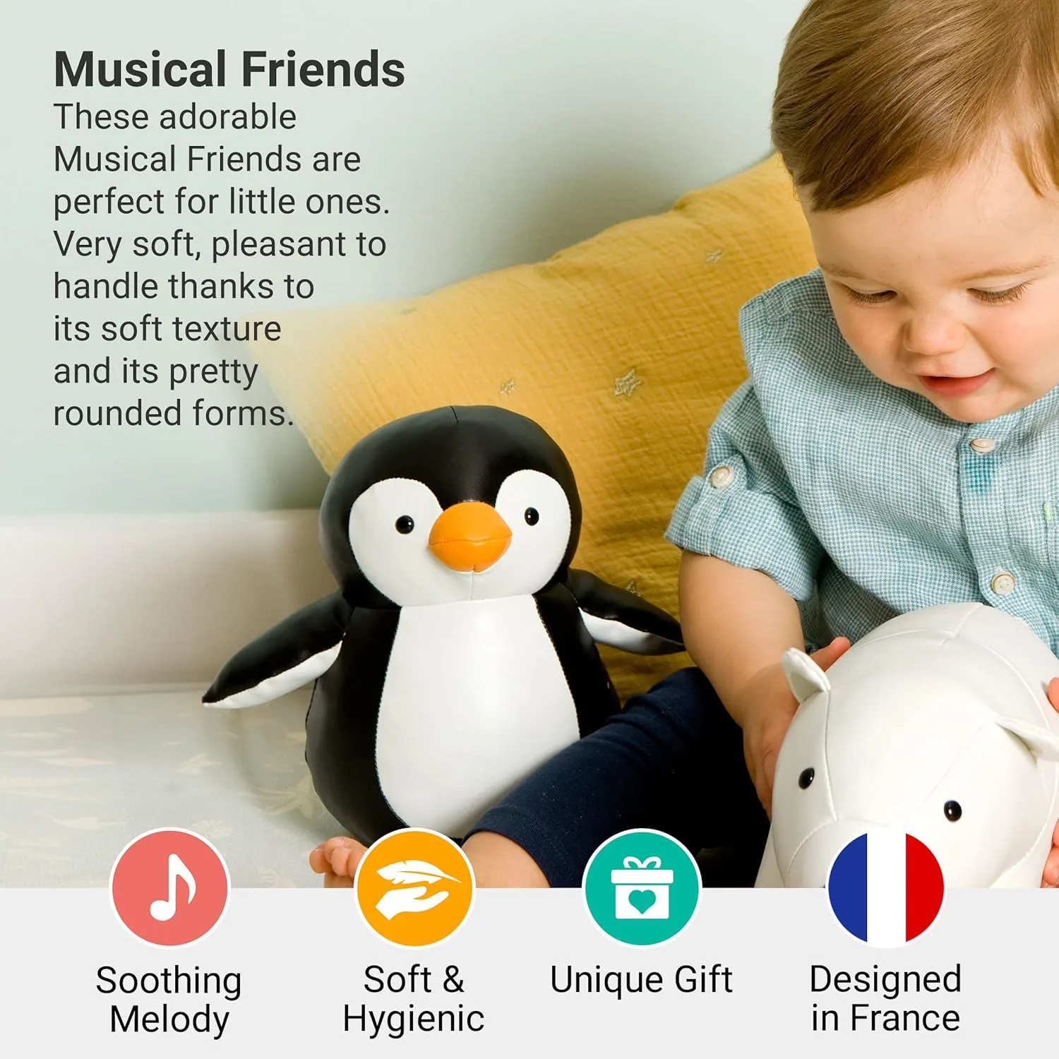 Little Big Friends Musical Friends | Pull String Cord Musical Toy for Baby | Special Stuffed Animal | Easy to Clean | Martin The Penguin