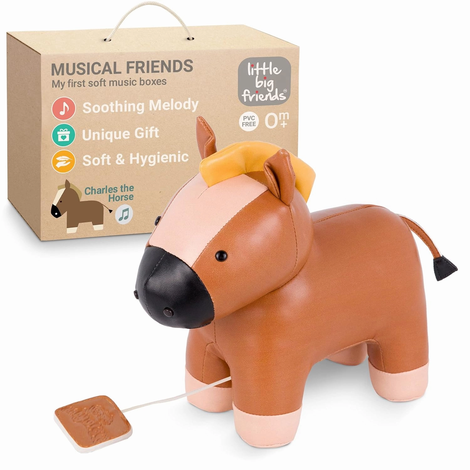 Little Big Friends Musical Friends | Pull String Cord Musical Toy for Baby | Special Stuffed Animal | Easy to Clean | Charles The Horse