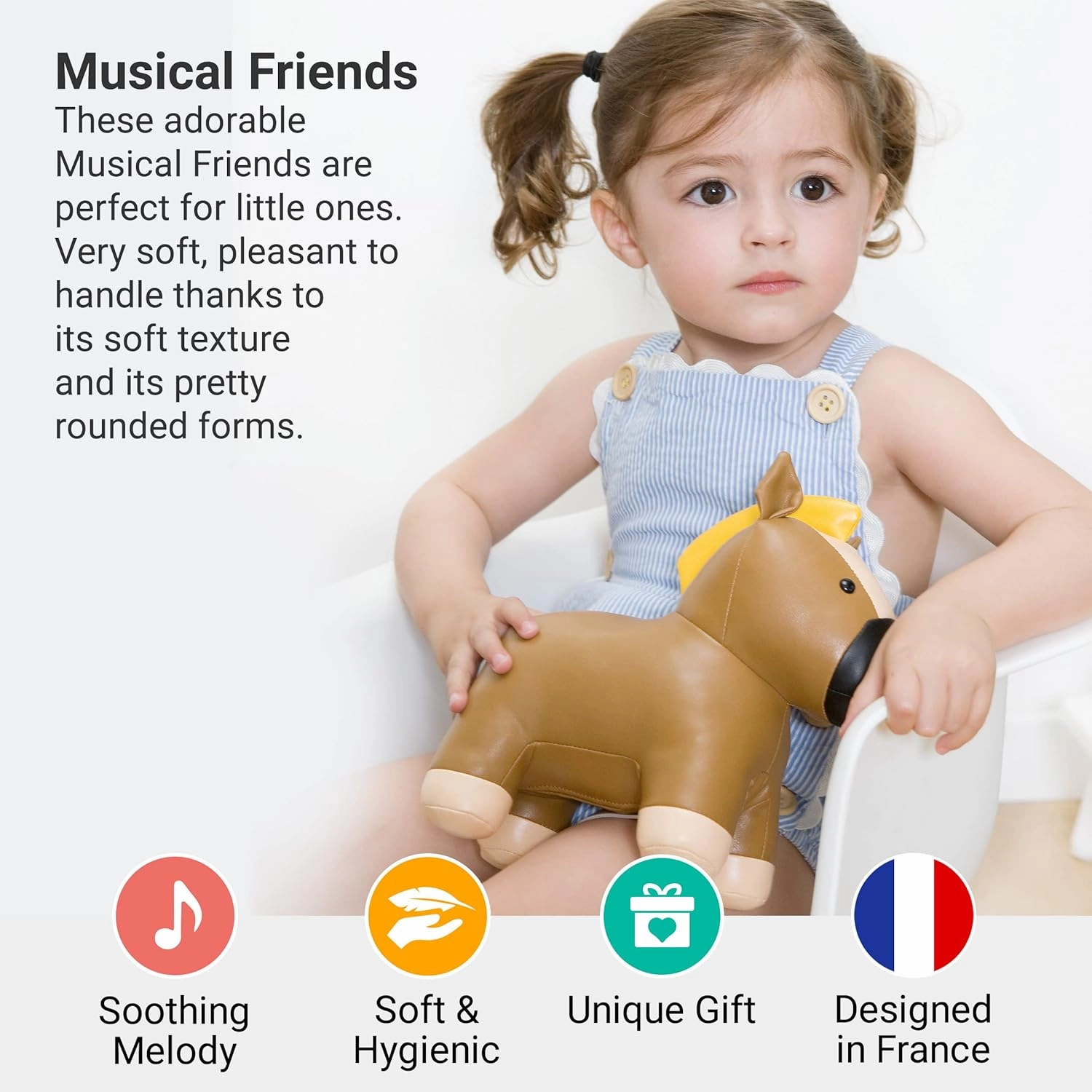Little Big Friends Musical Friends | Pull String Cord Musical Toy for Baby | Special Stuffed Animal | Easy to Clean | Charles The Horse