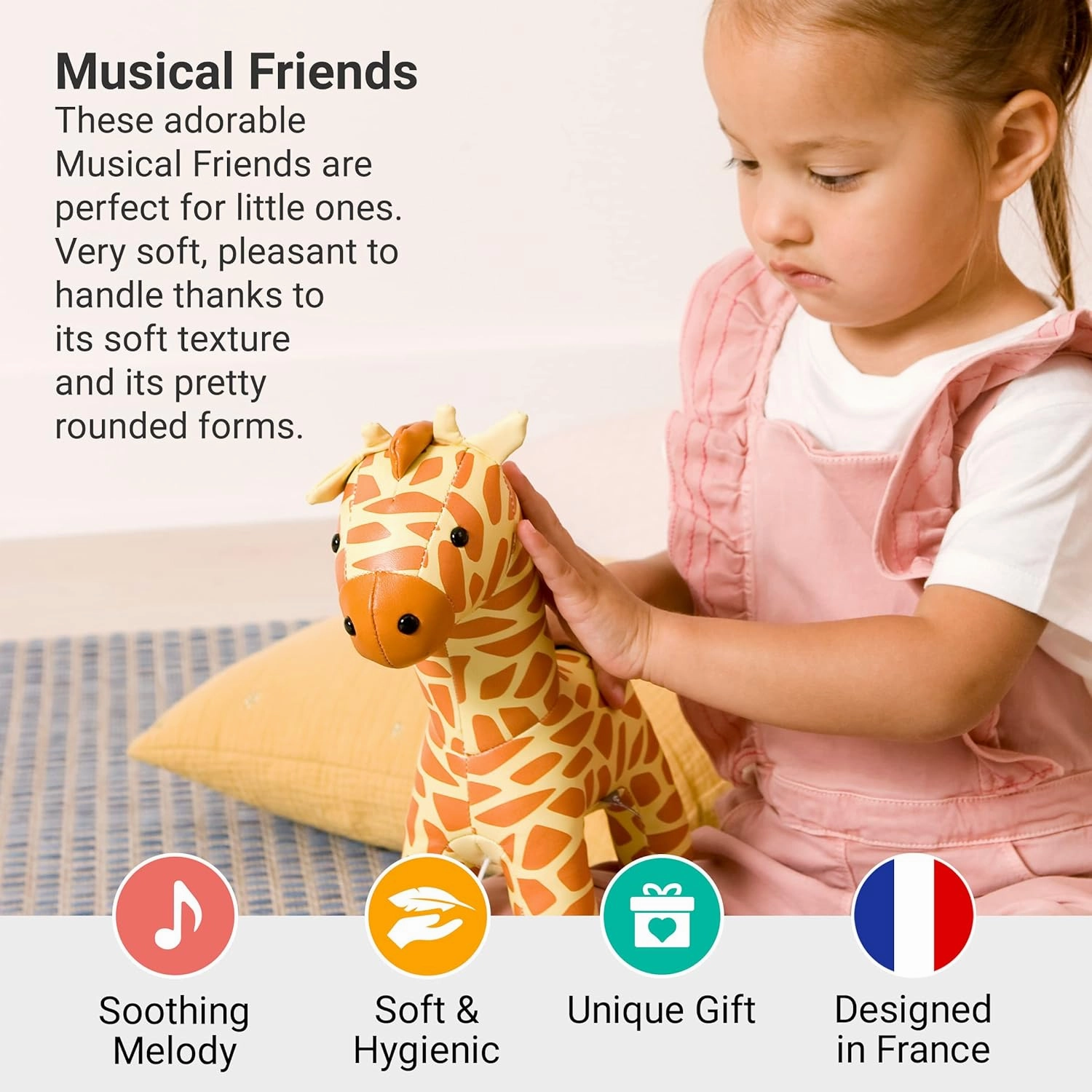 Little Big Friends Musical Friends | Pull String Cord Musical Toy for Baby | Special Stuffed Animal | Easy to Clean | Gina The Giraffe