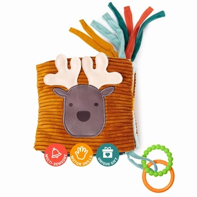Little Big Friends Soft Activity Book 2 in 1 | Multipurpose Developmental Toy | Easily attaches to Crib | Teething Ring | Forest