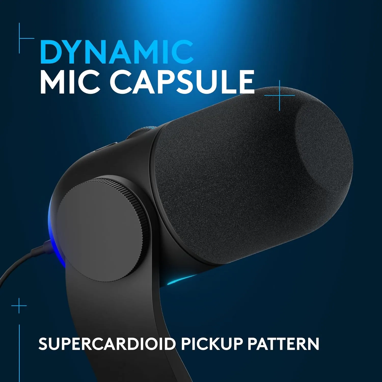 Logitech G Yeti GX Dynamic RGB Gaming Microphone, Podcast with LIGHTSYNC, Blue VO!CE, G HUB Control, Supercardioid, USB Plug and Play on PC/Mac - Black